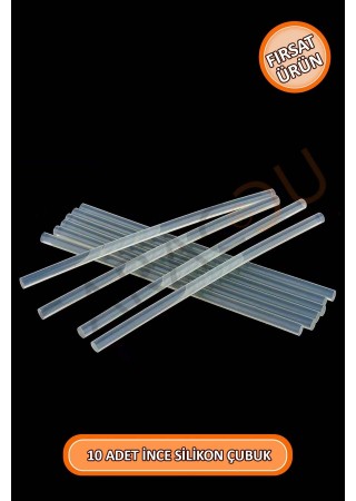 İnce Silikon Çubuk 7,40 Mm Kalınlık 30 Cm Uzunluk 10 Adet, Ince Çubuk Silikon, Güçlü Yapıştırıcı