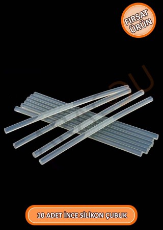 İnce Silikon Çubuk 7,40 Mm Kalınlık 30 Cm Uzunluk 10 Adet, Ince Çubuk Silikon, Güçlü Yapıştırıcı