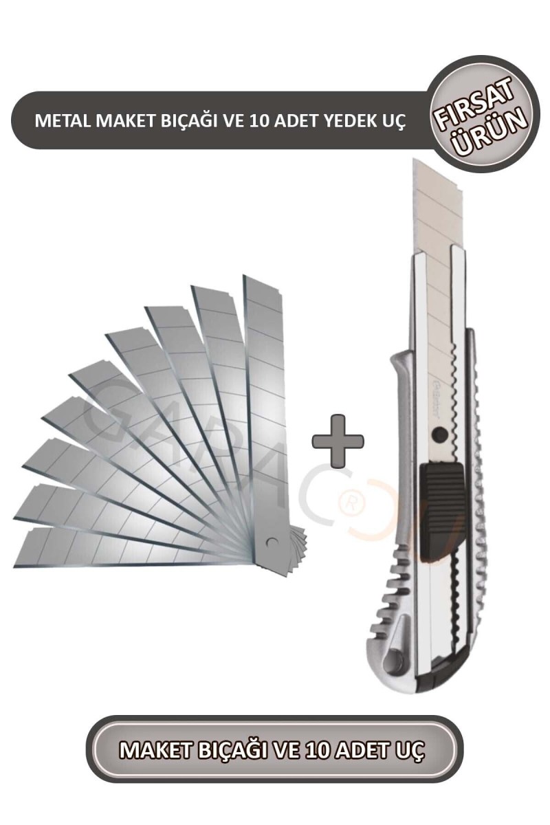Metal Profesyonel Maket Bıçağı Falçata Ve 10 Adet Yedek Bıçak Büyük Boy - Fırsat Ürün Metal Profesyonel Maket Bıçağı Falçata Ve 10 Adet Yedek Bıçak Büyük Boy - Fırsat Ürün