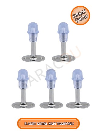 Metal Kapı Stoperi Tamponu Saten 8 cm Uzunluk 5 Adet