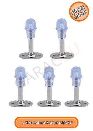 Metal Kapı Stoperi Tamponu Saten 8 cm Uzunluk 5 Adet