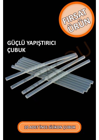 İnce Silikon Çubuk 7,40 Mm Kalınlık 30 Cm Uzunluk 10 Adet, Ince Çubuk Silikon, Güçlü Yapıştırıcı