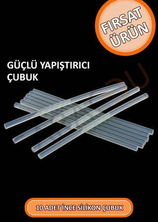İnce Silikon Çubuk 7,40 Mm Kalınlık 30 Cm Uzunluk 10 Adet, Ince Çubuk Silikon, Güçlü Yapıştırıcı
