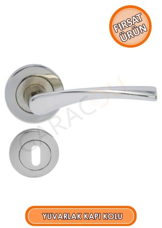 Kaliteli Yuvarlak Oda Tip Rozet Kapı Kolu 1 Çift (Ön Arka Takım)