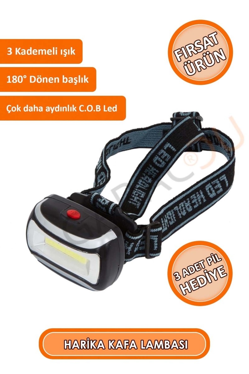 Kaliteli 200 Lümen Led Kafa Lambası, Cob Teknolojili Led, Flaşörlü Kafa Lambası 3 Adet Pil Hediyeli Kaliteli 200 Lümen Led Kafa Lambası, Cob Teknolojili Led, Flaşörlü Kafa Lambası 3 Adet Pil Hediyeli