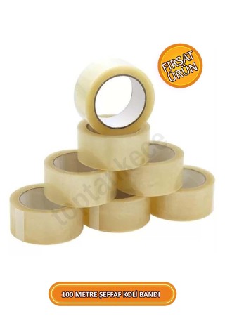 Kaliteli Şeffaf Koli Bandı 100 Metre (1 ADET), Koli Bantı, Şeffaf Koli Bantı