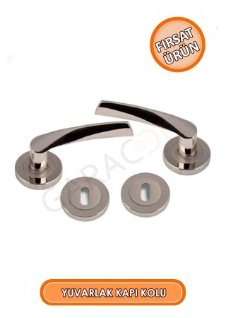 Kaliteli Yuvarlak Oda Tip Rozet Kapı Kolu 1 Çift (Ön Arka Takım)