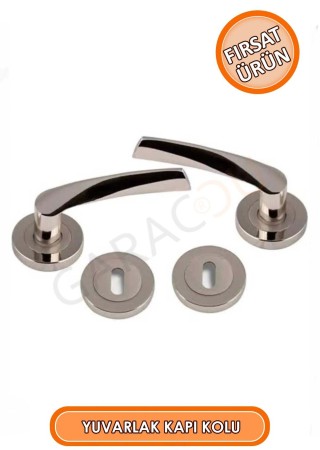 Kaliteli Yuvarlak Oda Tip Rozet Kapı Kolu 1 Çift (Ön Arka Takım)