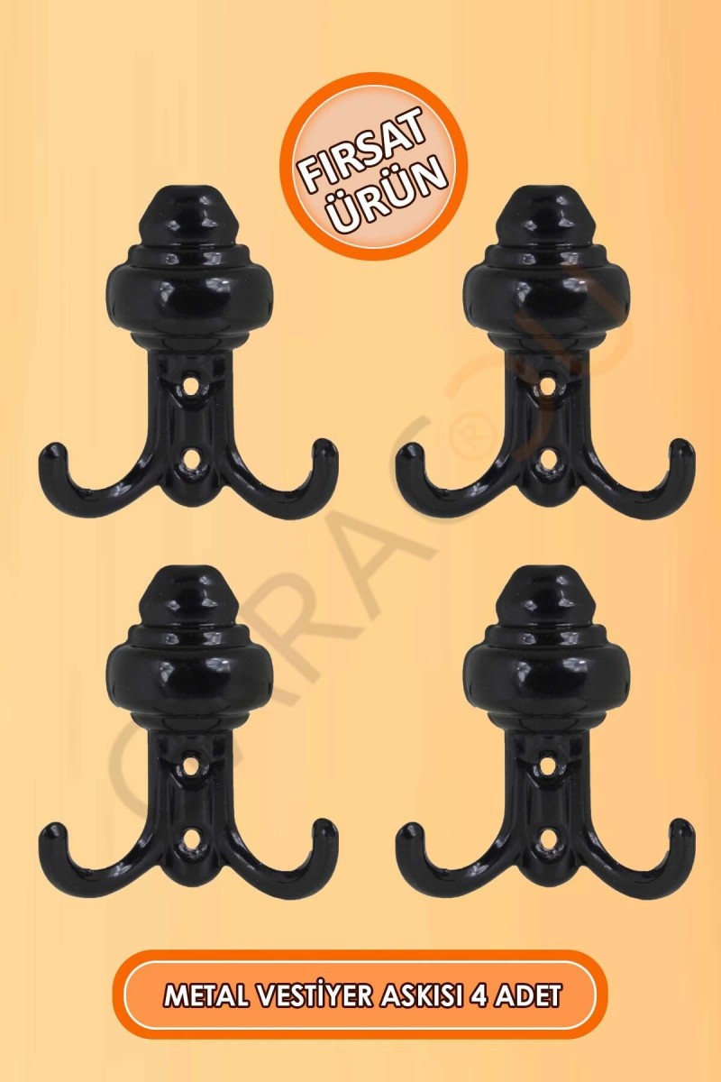 Vestiyer Askı Portmanto Duvar Dolap Elbise Askısı Metal Siyah Mobilya Kapı Askılığı Askılık 4 Adet Vestiyer Askı Portmanto Duvar Dolap Elbise Askısı Metal Siyah Mobilya Kapı Askılığı Askılık 4 Adet
