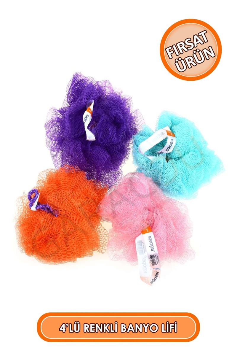 Renkli Banyo Lifi Seti, Banyo Kesesi, Lif, Pufidik Lif, Çeyiz Lif Seti 4 Adet Renkli Banyo Lifi Seti, Banyo Kesesi, Lif, Pufidik Lif, Çeyiz Lif Seti 4 Adet