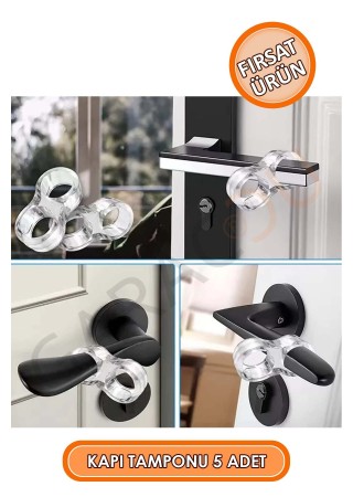 Şeffaf Plastik Kapı Kolu Tutucu Tutacağı Durdurucu Pencere Tamponu Stoperi 5 Adet