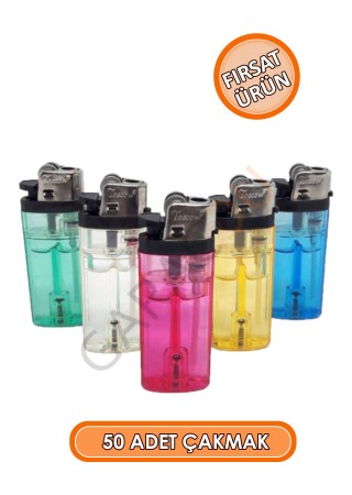 50 Adet Doldurulabilir Taşlı Çakmak, 1 Paket 50 Adet Toptan Çakmak