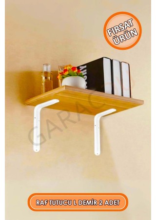 Beyaz Raf Altı Demir Ayak Raf Tutucu L Demir 13x20 cm Duvar Montaj Demir Ayak 2 Adet