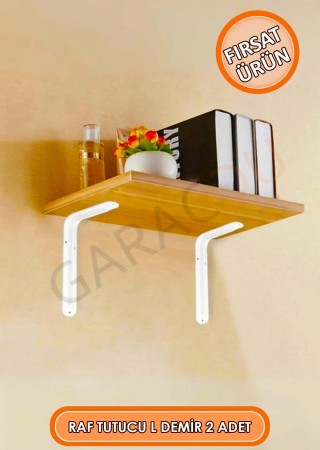Beyaz Raf Altı Demir Ayak Raf Tutucu L Demir 13x20 cm Duvar Montaj Demir Ayak 2 Adet
