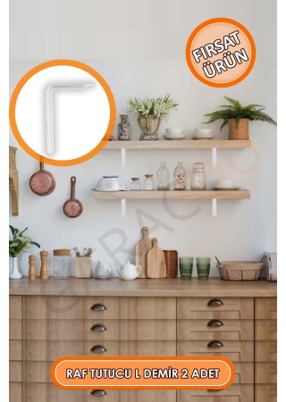 Beyaz Raf Altı Demir Ayak Raf Tutucu L Demir 11x14 cm Duvar Montaj Demir Ayak 2 Adet