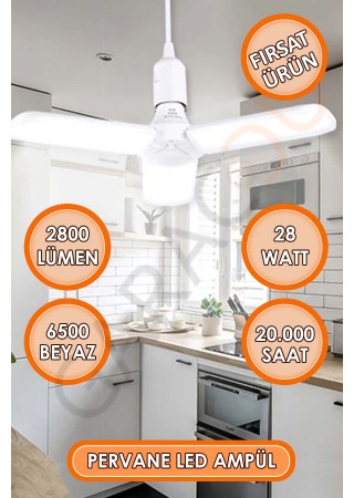Tasarruflu Pervane Tipi Led Ampül 28 W Katlanır Led Ampul 2.800 Lümen 20.000 Saat Yanma Süresi