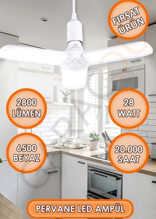 Tasarruflu Pervane Tipi Led Ampül 28 W Katlanır Led Ampul 2.800 Lümen 20.000 Saat Yanma Süresi