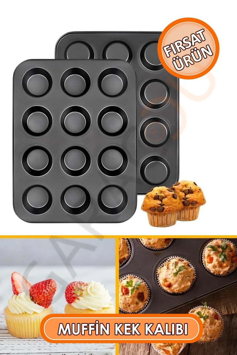 Metal Yapışmaz 12'li Muffin Kek Kalıbı Cupcake Kalıbı - Dayanıklı ve Çok Amaçlı Fırın Kalıbı Metal Yapışmaz 12'li Muffin Kek Kalıbı Cupcake Kalıbı - Dayanıklı ve Çok Amaçlı Fırın Kalıbı