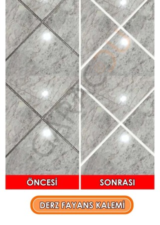 Kirlenen veya Dökülen Fayans Araları İçin Hızlı Kuruyan Pratik Derz Dolgu Kalemi 2 Adet Beyaz