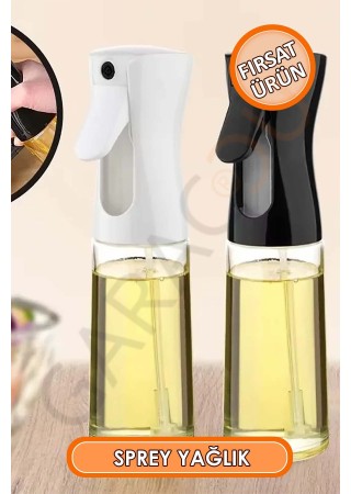 Püskürtmeli Sprey Yağdanlık Cam Şişe, Izgara Fritöz Salata Yemek Yağ Püskürtücü Siyah