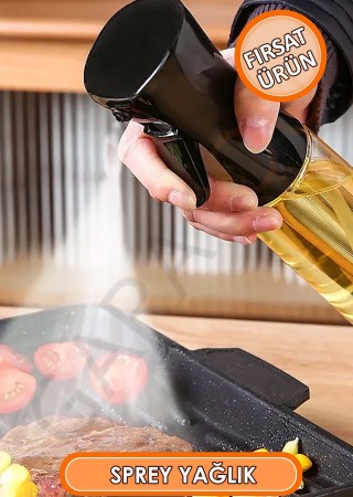 Püskürtmeli Sprey Yağdanlık Cam Şişe, Izgara Fritöz Salata Yemek Yağ Püskürtücü Siyah