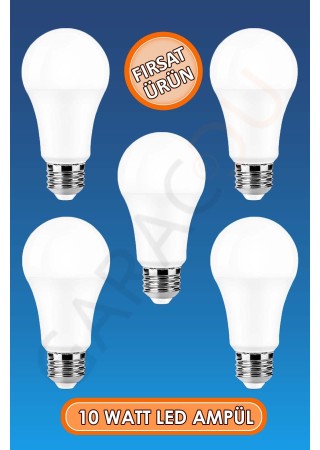 Tasarruflu Led Ampül 10 Watt Beyaz Işık Ampul 5 Adet