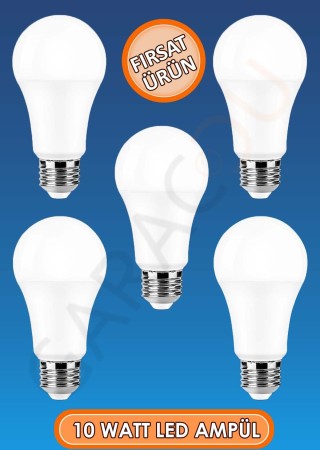 Tasarruflu Led Ampül 10 Watt Beyaz Işık Ampul 5 Adet