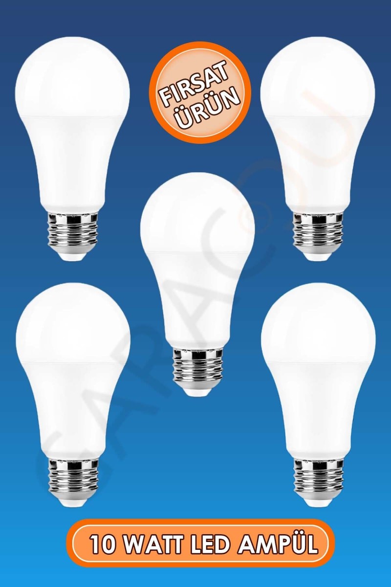 Tasarruflu Led Ampül 10 Watt Beyaz Işık Ampul 5 Adet Tasarruflu Led Ampül 10 Watt Beyaz Işık Ampul 5 Adet