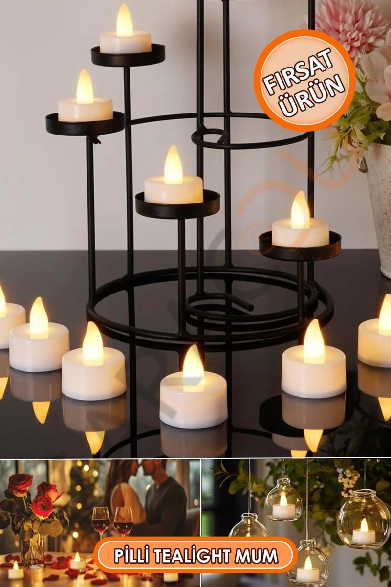 Ledli Tealight Mum Sarı Işık Pilli 5 Adet Ledli Tealight Mum Sarı Işık Pilli 5 Adet