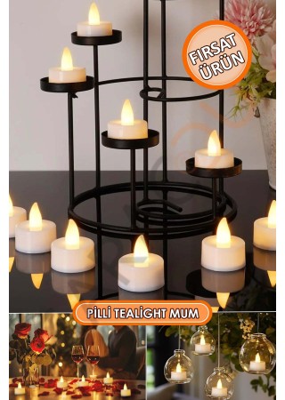 Ledli Tealight Mum Sarı Işık Pilli 5 Adet