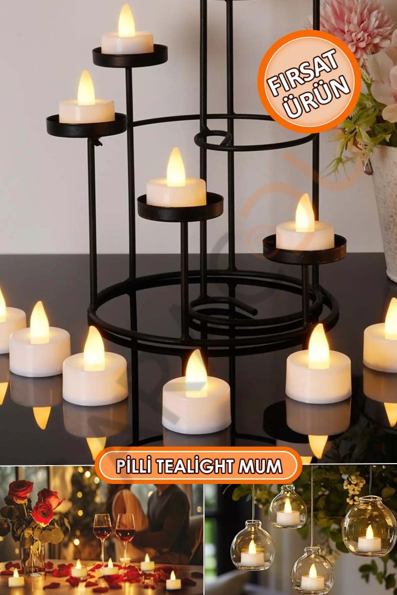 Ledli Tealight Mum Sarı Işık Pilli 5 Adet Ledli Tealight Mum Sarı Işık Pilli 5 Adet