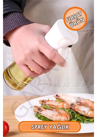 Püskürtmeli Sprey Yağdanlık Cam Şişe, Izgara Fritöz Salata Yemek Yağ Püskürtücü Beyaz