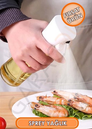 Püskürtmeli Sprey Yağdanlık Cam Şişe, Izgara Fritöz Salata Yemek Yağ Püskürtücü Beyaz