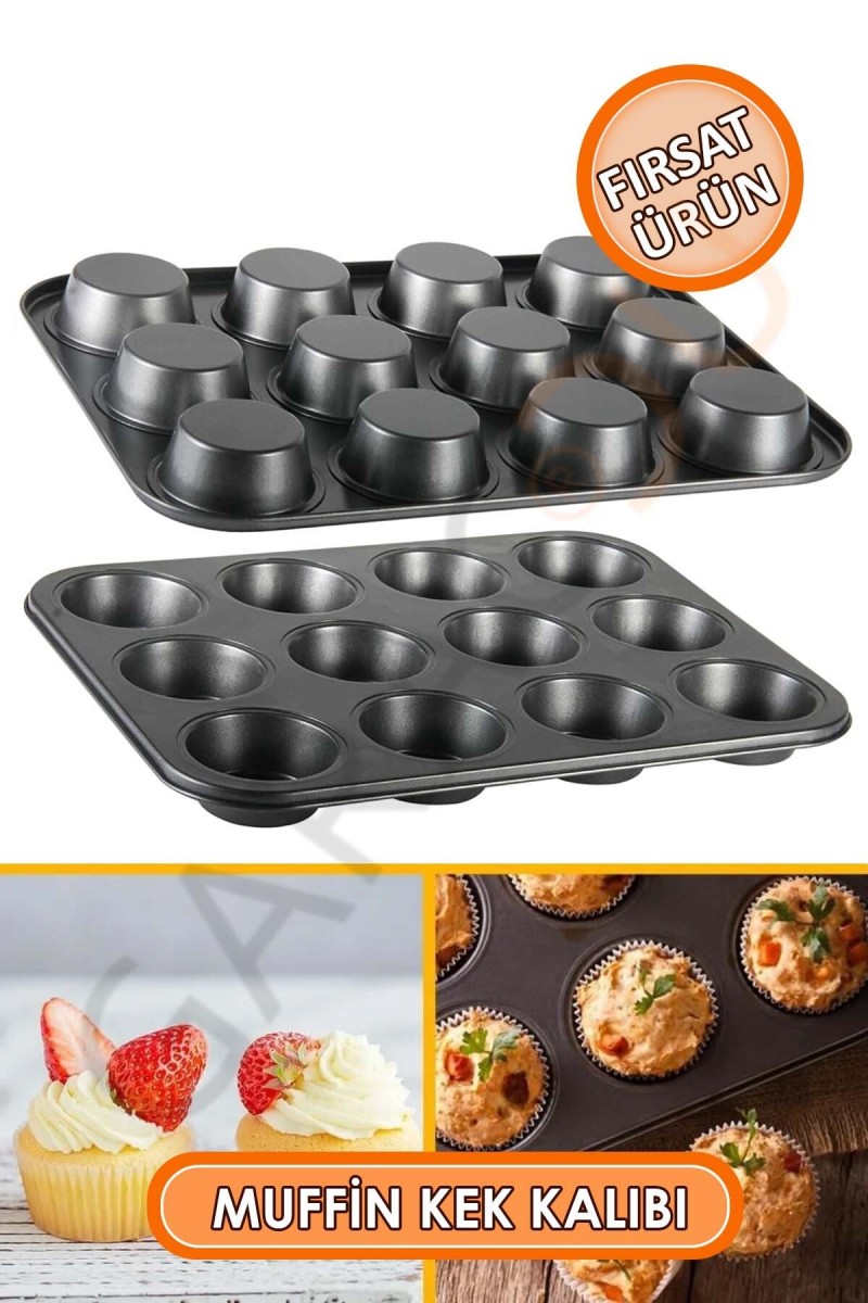 Metal Yapışmaz 12'li Muffin Kek Kalıbı Cupcake Kalıbı - Dayanıklı ve Çok Amaçlı Fırın Kalıbı Metal Yapışmaz 12'li Muffin Kek Kalıbı Cupcake Kalıbı - Dayanıklı ve Çok Amaçlı Fırın Kalıbı