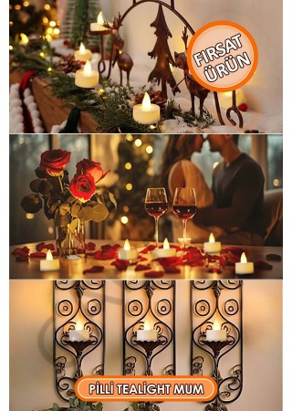 Ledli Tealight Mum Sarı Işık Pilli 5 Adet