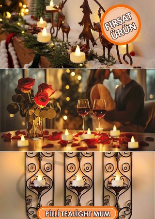 Ledli Tealight Mum Sarı Işık Pilli 5 Adet