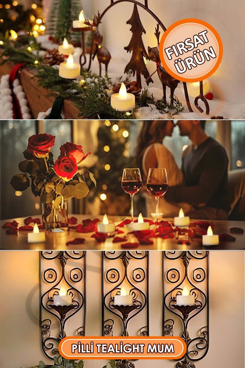 Ledli Tealight Mum Sarı Işık Pilli 5 Adet Ledli Tealight Mum Sarı Işık Pilli 5 Adet