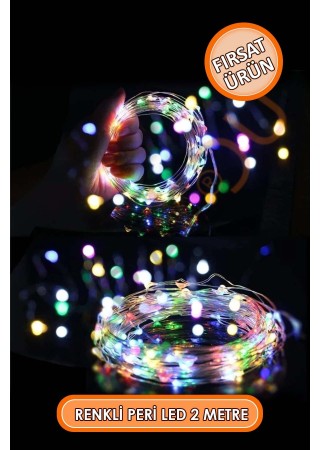 Renkli Pırıltı Dekoratif Peri Led 2 Metre