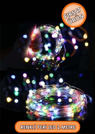 Renkli Pırıltı Dekoratif Peri Led 2 Metre