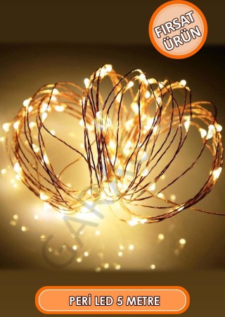 Beyaz Pırıltı Gün Işığı Dekoratif Peri Led 5 Metre