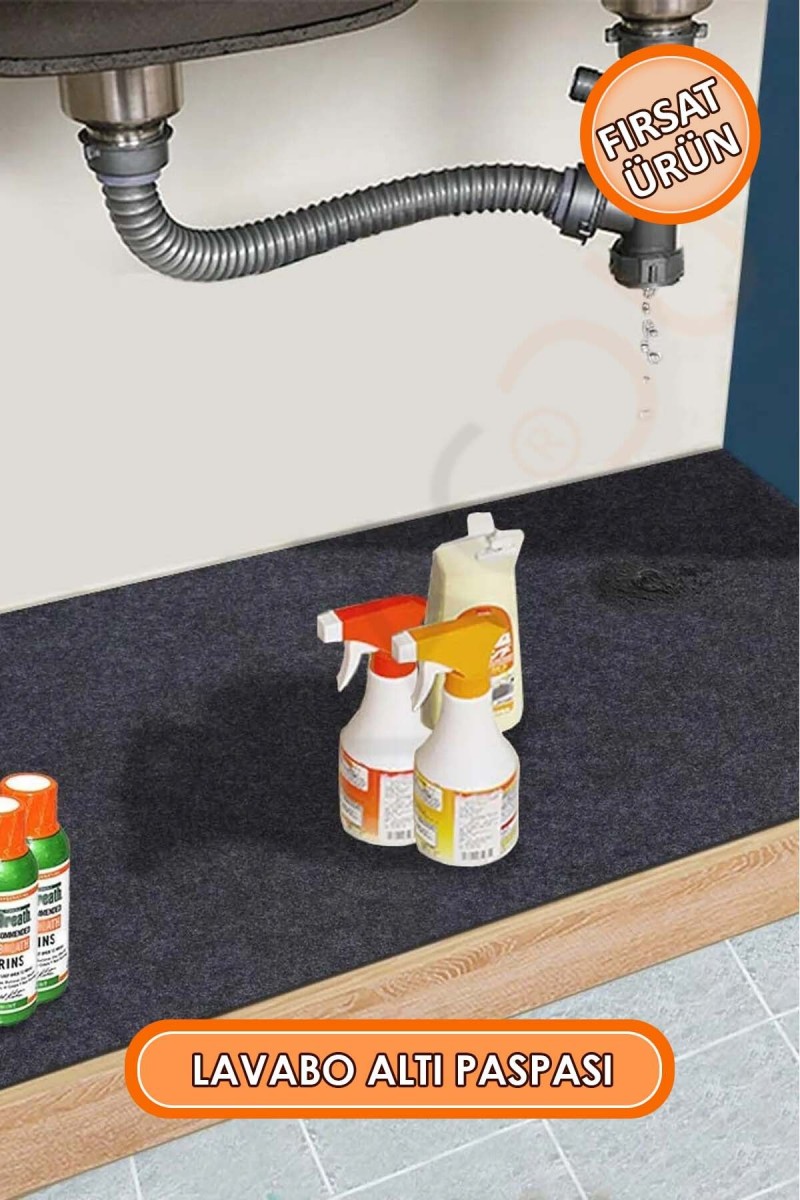 Mutfak ve Banyo Dolabı Lavabo Musluk Altı Su Emici Matı Su Önleyici Mat Paspas Antrasit 50x80 cm Mutfak ve Banyo Dolabı Lavabo Musluk Altı Su Emici Matı Su Önleyici Mat Paspas Antrasit 50x80 cm