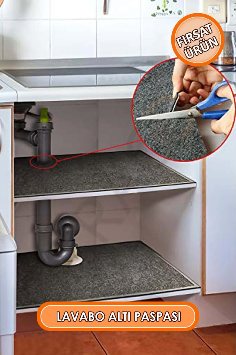 Mutfak ve Banyo Dolabı Lavabo Musluk Altı Su Emici Matı Su Önleyici Mat Paspas Gri 50x80 cm Mutfak ve Banyo Dolabı Lavabo Musluk Altı Su Emici Matı Su Önleyici Mat Paspas Gri 50x80 cm