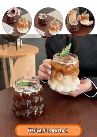 Üzüm Model Borosilikat Soğuk Sıcak Kokteyl ve Kahve Bardağı 350 ml 2 Adet