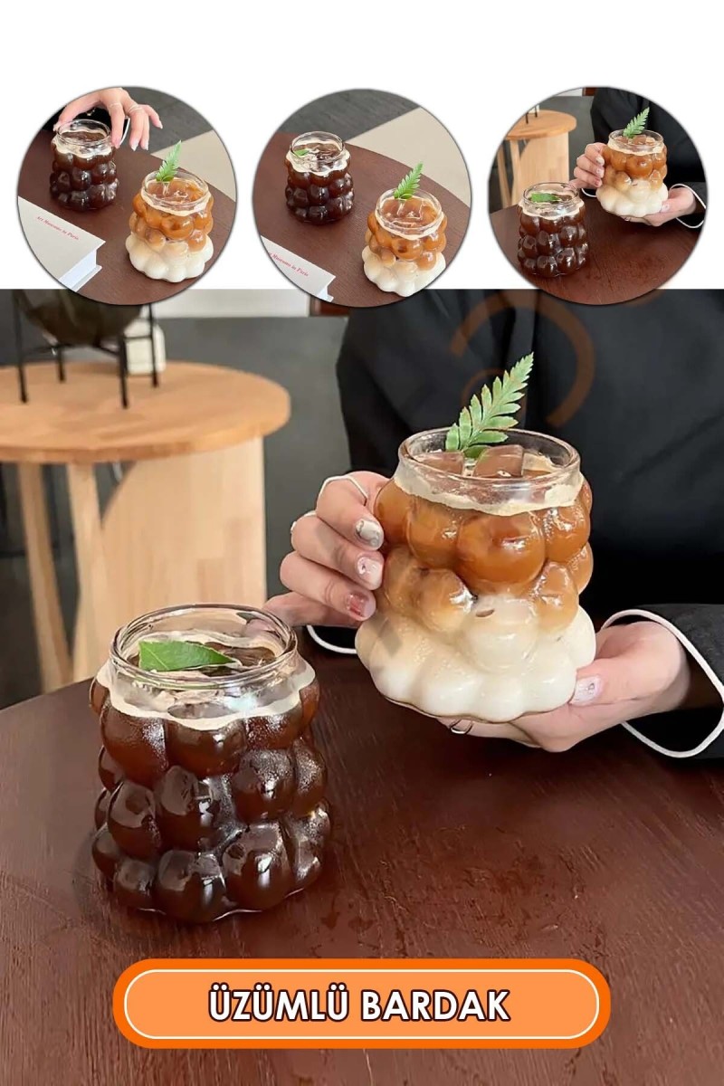 Üzüm Model Borosilikat Soğuk Sıcak Kokteyl ve Kahve Bardağı 350 ml 2 Adet Üzüm Model Borosilikat Soğuk Sıcak Kokteyl ve Kahve Bardağı 350 ml 2 Adet