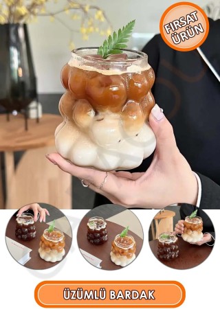 Üzüm Model Borosilikat Soğuk Sıcak Kokteyl ve Kahve Bardağı 350 ml 2 Adet
