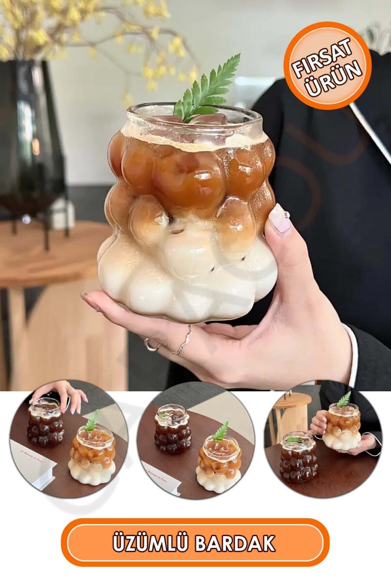 Üzüm Model Borosilikat Soğuk Sıcak Kokteyl ve Kahve Bardağı 350 ml 2 Adet Üzüm Model Borosilikat Soğuk Sıcak Kokteyl ve Kahve Bardağı 350 ml 2 Adet