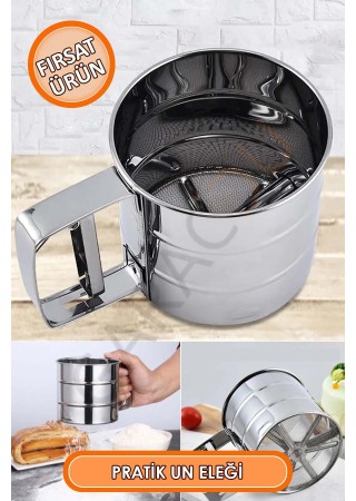 Paslanmaz Çelik Pratik Un ve Şeker Eleği Çok Amaçlı Metal Tetikli Elek