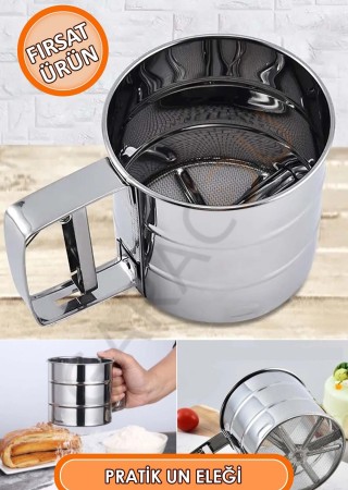 Paslanmaz Çelik Pratik Un ve Şeker Eleği Çok Amaçlı Metal Tetikli Elek