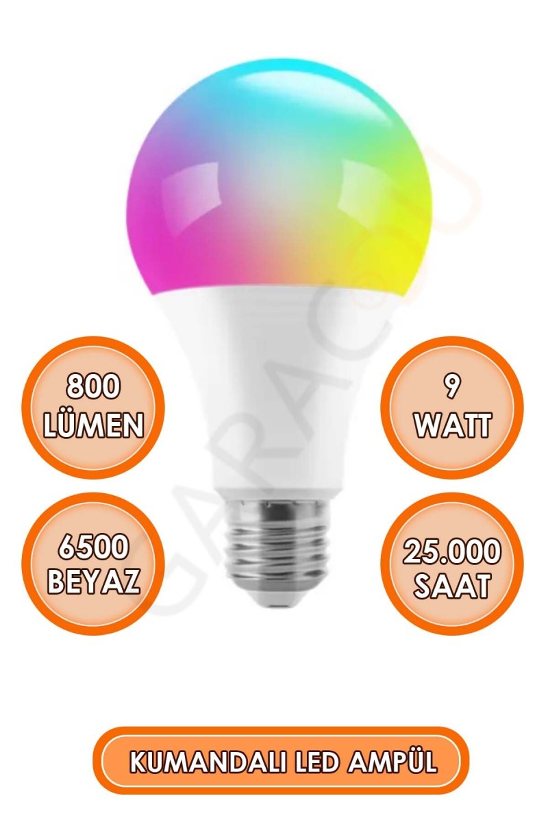 Uzaktan Kumandalı Renk Değiştiren Led Ampul Beyaz Dahil 16 Renk Seçenekli Renkli Gece Lambası Uzaktan Kumandalı Renk Değiştiren Led Ampul Beyaz Dahil 16 Renk Seçenekli Renkli Gece Lambası
