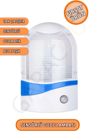 Işığa Duyarlı Otomatik Sensörlü Gece Lambası Ldr Karanlık Sensörlü Prize Tak Çalıştır Beyaz Işık